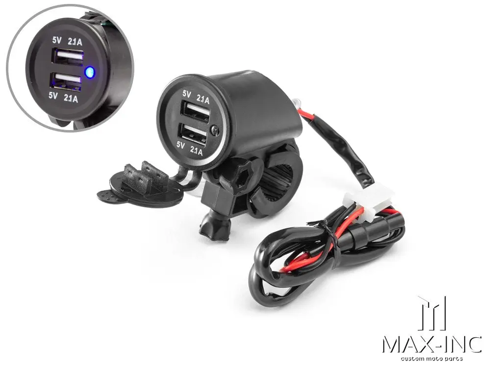 Universal Handlebar Mount Twin Usb Power Supply - Fits 22-25Mm Bars 1