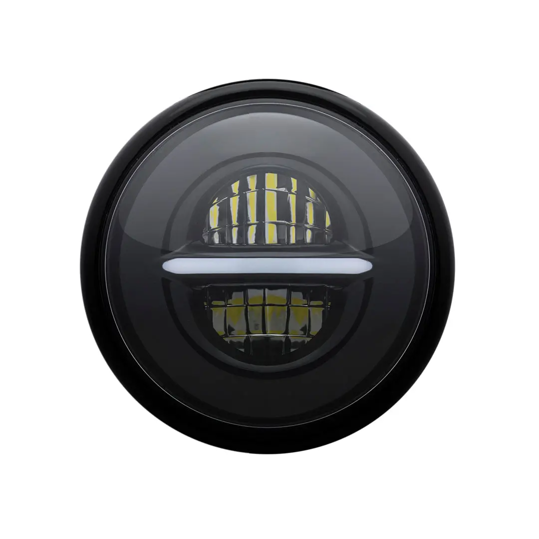 Max-Inc 7.7" Gloss Black Led Headlight- 45W 4-Function 1