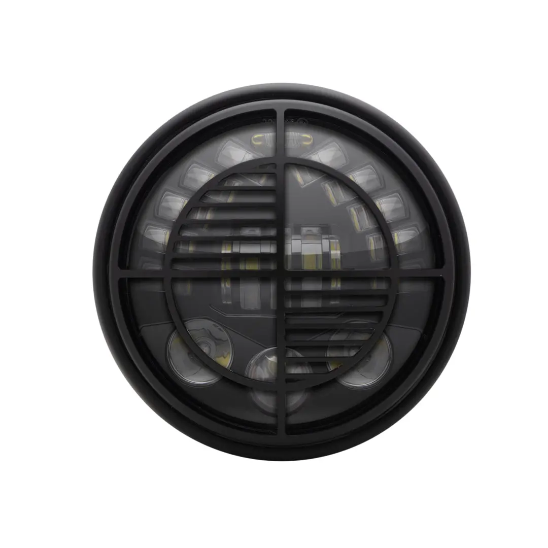 7.7" Matt Black Led Headlight -  Integrated Amber Turn Signals & Bmw Grill 1