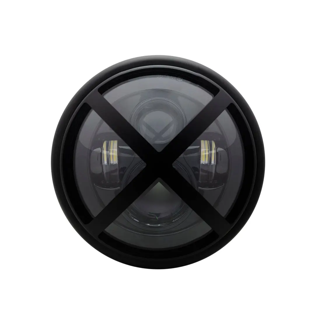 Max-Inc 7.7" Matt Black Multi-Projector Led Headlight & X-Rally Grill 1