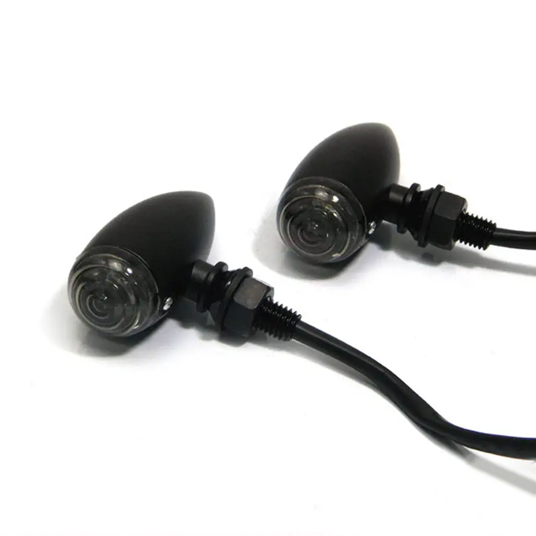 Max-Inc Matte Black Aluminium Classic Bullet Led Turn Signals / Indicators - Smoked Lens 1