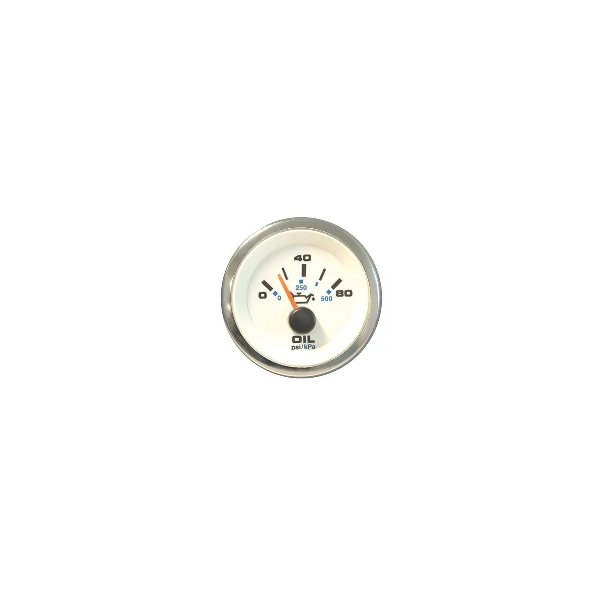 Sierra 62542P White Premier Pro 2" Oil Pressure Gauge, Ss, 0-80 Psi Dial Range, Requires "C" Sender Code 1