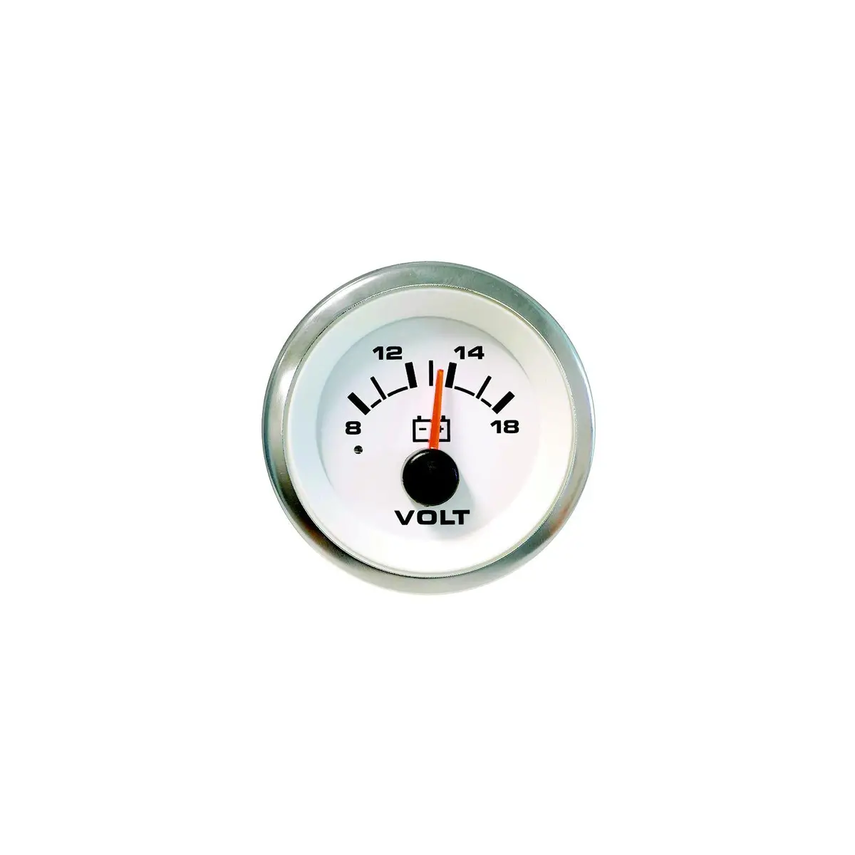 Sierra 62555P White Premier Pro Series 2" Ss 12V 8-18 Vdc Dial Range Voltmeter, Gauge 1