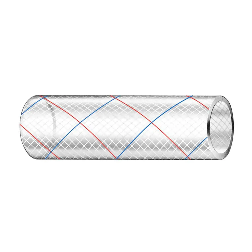 Trident Marine 3/4" X 50' Clear Reinforced Pvc Hose Tubing Red & Blue Tracer 1