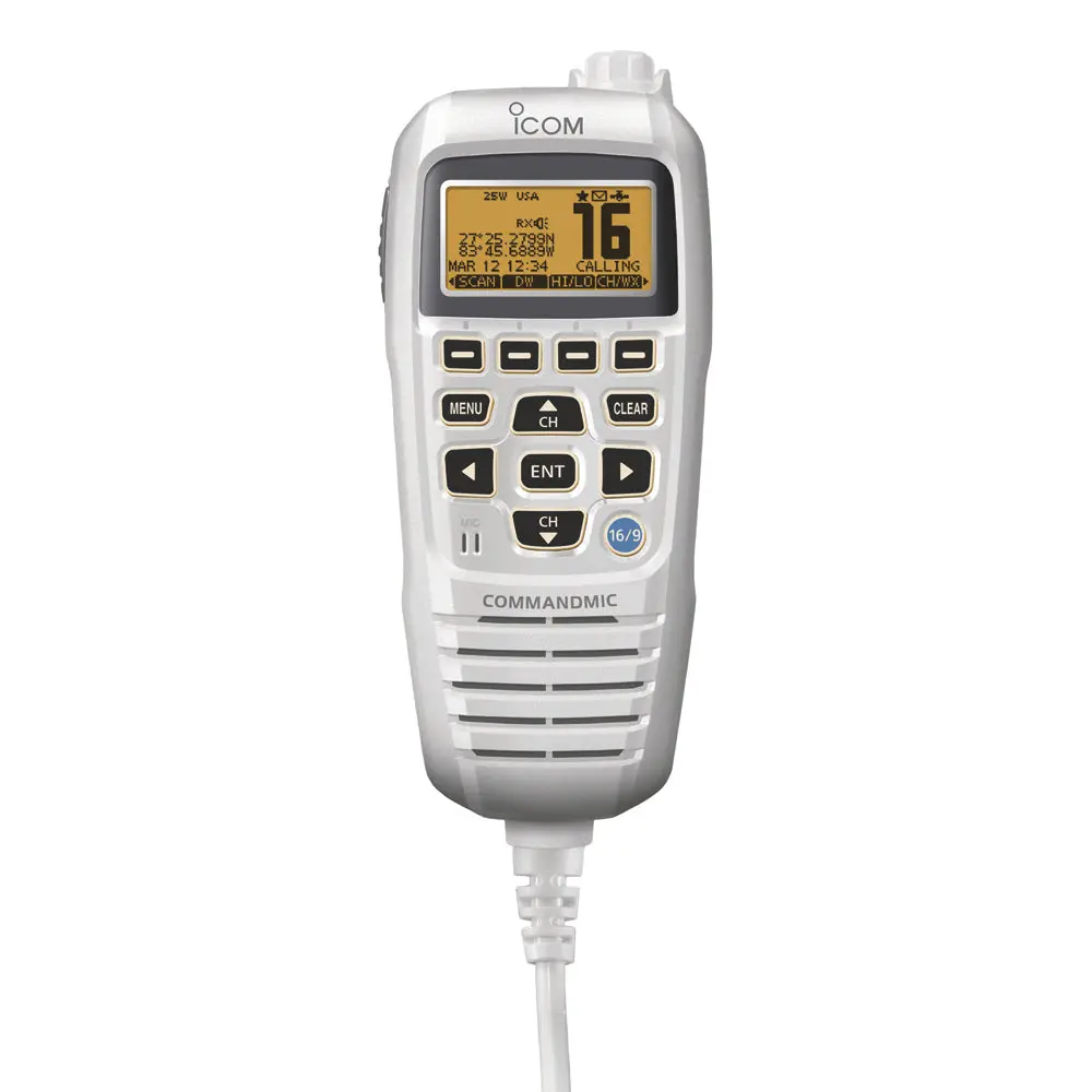 Icom Hm195sw 42 Exp Commandmic Iv W/Yellow Blacklit Lcd Super White 1