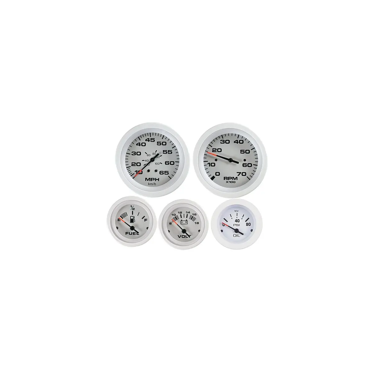 Sierra 69724P Arctic Series Gauge Set, White Inboard 4 Set, Tach, Volt, Oil Pressure & Water Temp 1