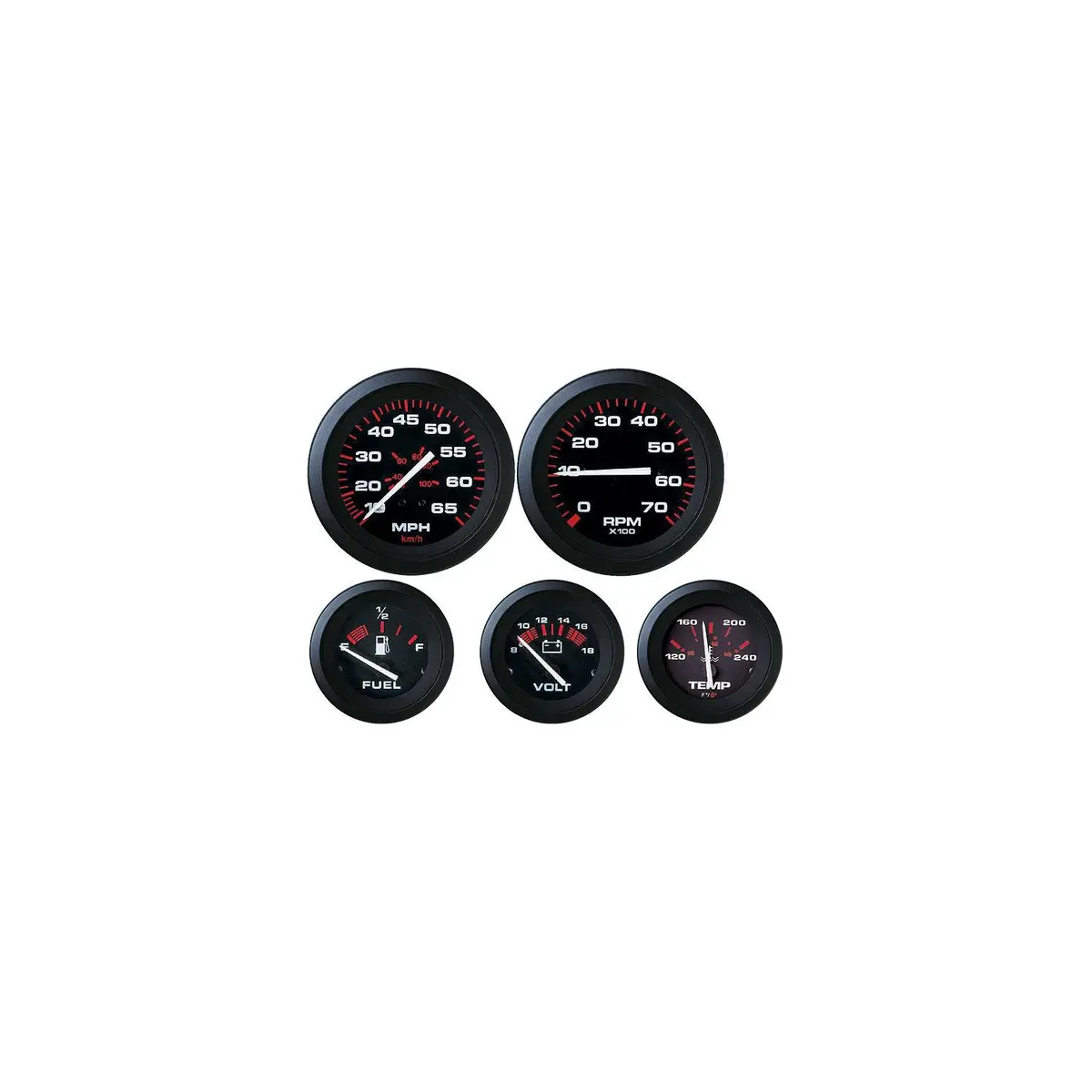 Sierra 68363P Amega Signature Series 6-Gauge Set, For Inboard/Sterndrive, Tach/Speedo/Volt/Fuel/Temp/Oil 1