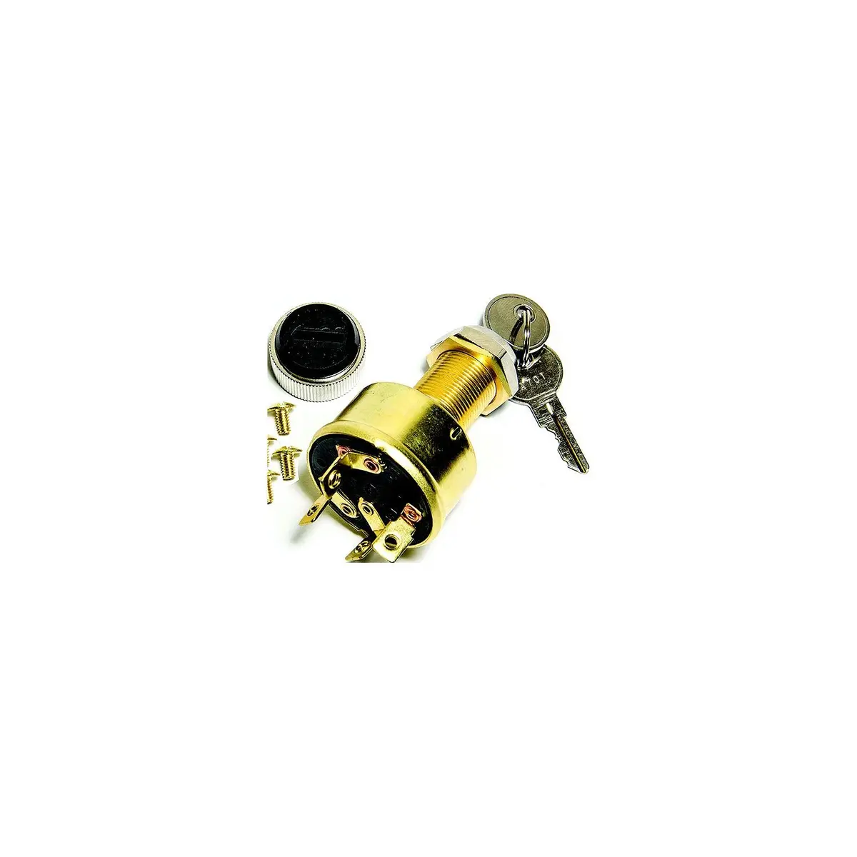 Sierra Mp39070 Conventional 4 Position 1" Brass 4 Screw Terminal 12V 15 Amp, Ignition Starter Switch 1