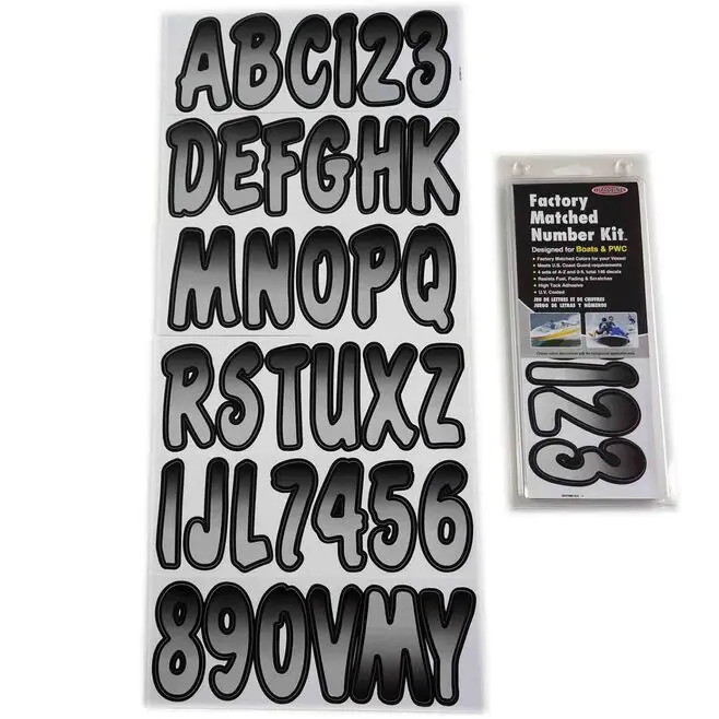 Hardline Sibkg200 Series 200 Registration Kit, Cursive, Silver/Black Gradation, 4 Sets Of 3" A-Z, 0-9 1
