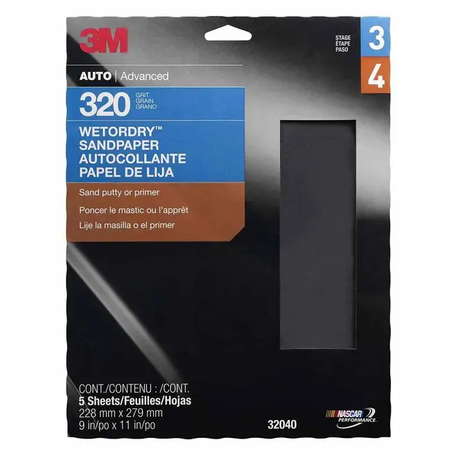 3M 32040 Imperial 9" X 11" P320 Grade Wet Or Dry Paper Sheets 5 Pack 1