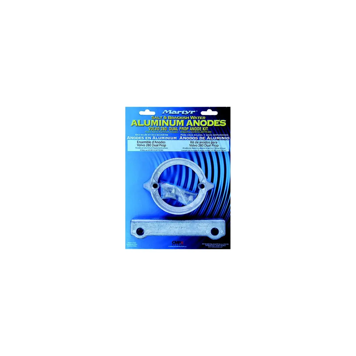 Martyr Cm280dpkita Alum Anode Kit, Volvo Penta 280 Dp, Contains 1-875821, 1-832598 And Fastening Hardware 1