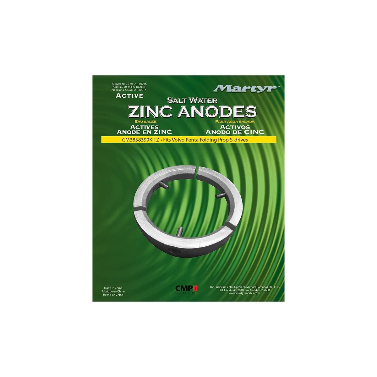 Martyr Cm3858399kitz Volvo Penta Anode Kit Zinc 1