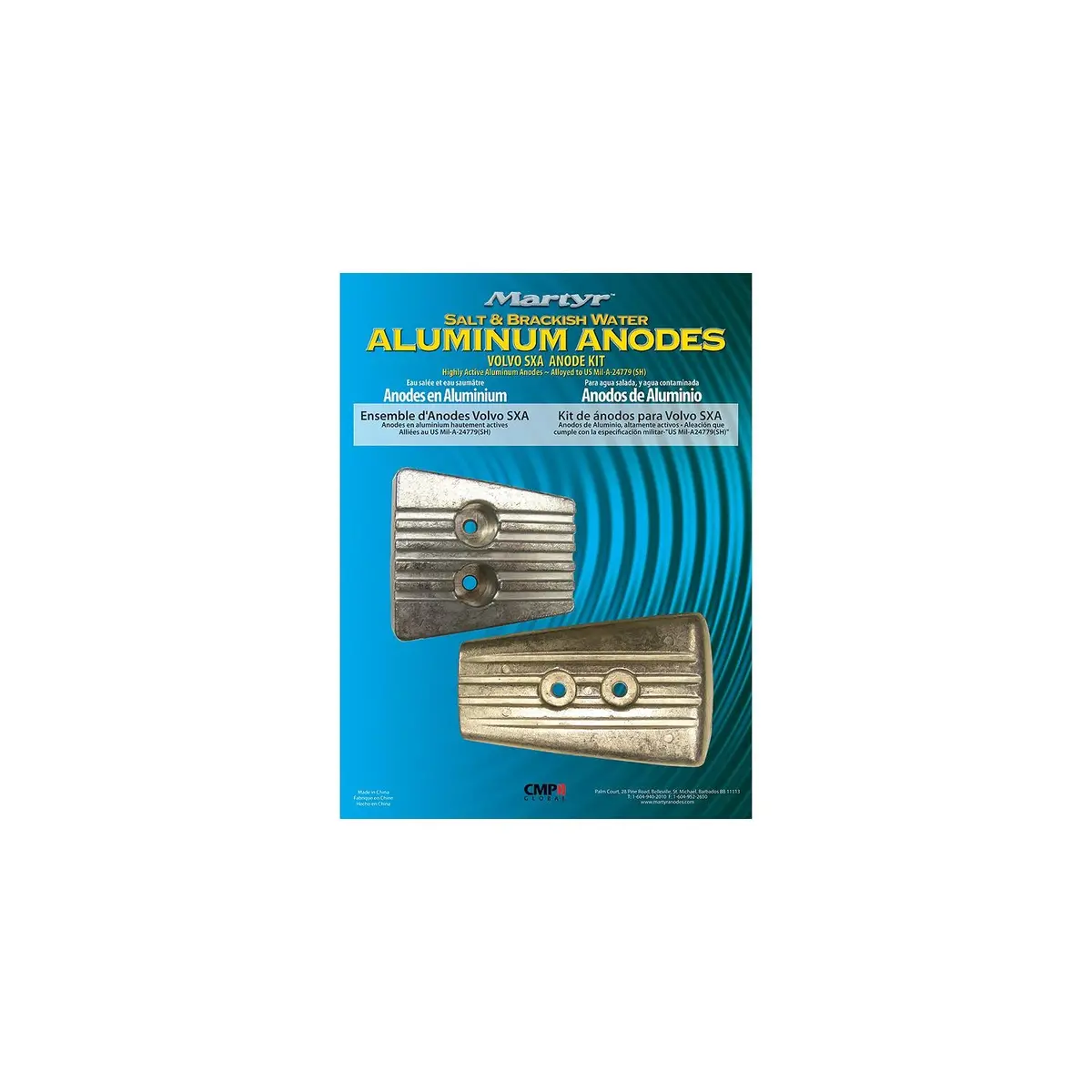 Martyr Cmsxakitz Anode Kit, For Volvo Penta Sx-A/Dps Engine (1-3841427, 1-3883728, Hardware) 1