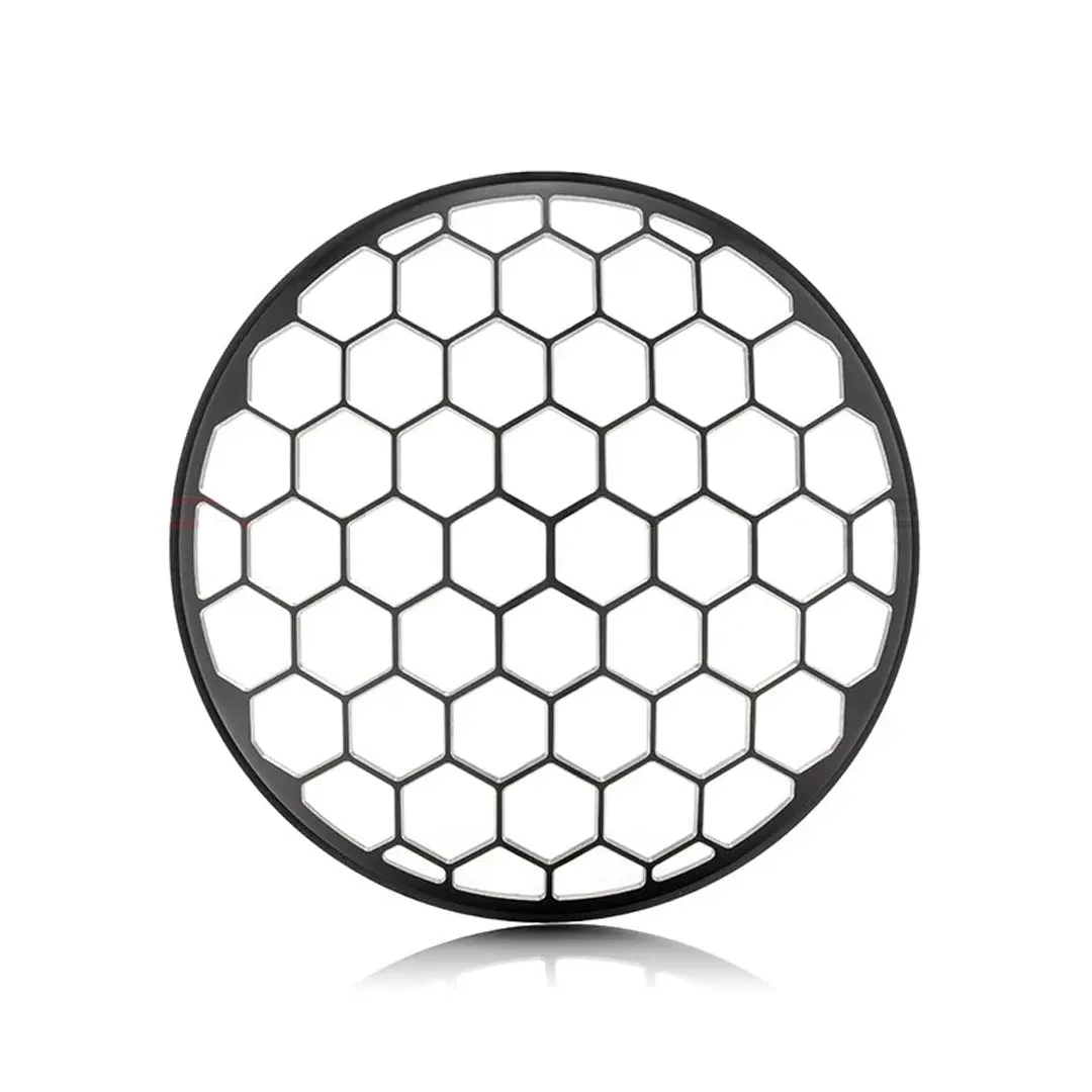 Max-Inc 7" Honeycomb Grille Design Black + Contrast Cnc Aluminium Headlight Guard Cover 1