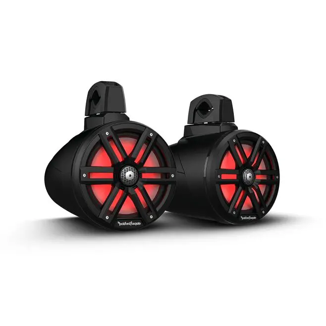 Rockford Fosgate M2wl-8B Color Optix 2-Way Wake Tower Can Speakers, 8" W/ White & Stainless Grills 2