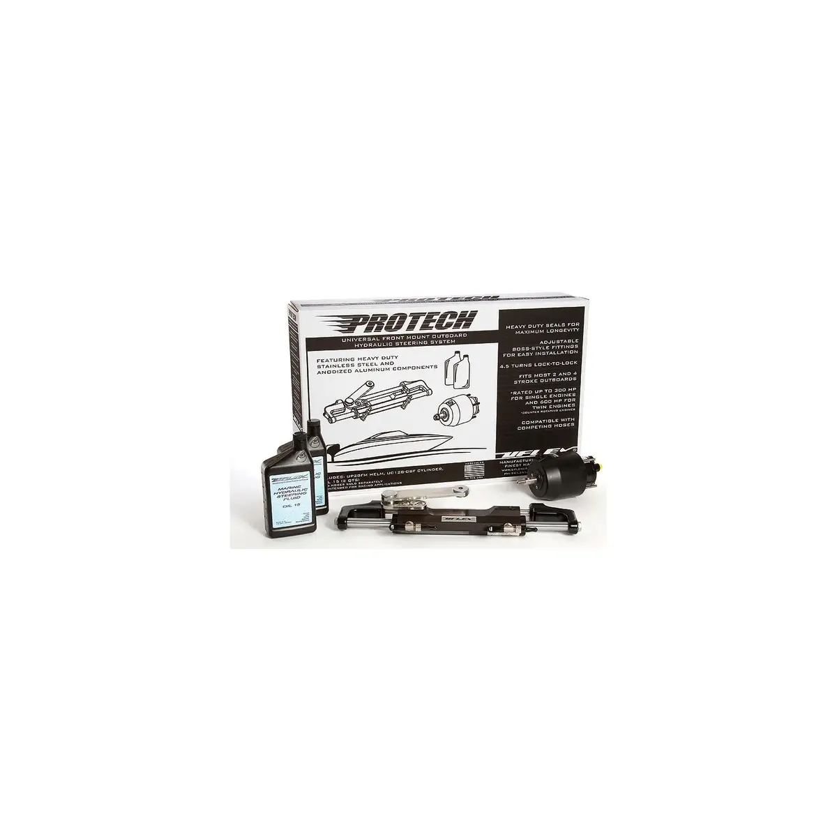 Uflex Protech 1.1T Hydraulic Tilt Steering System, For Mercury, Yamaha, Honda, Suzuki W/ Tilt Helm, Hoses Sold Separately 1