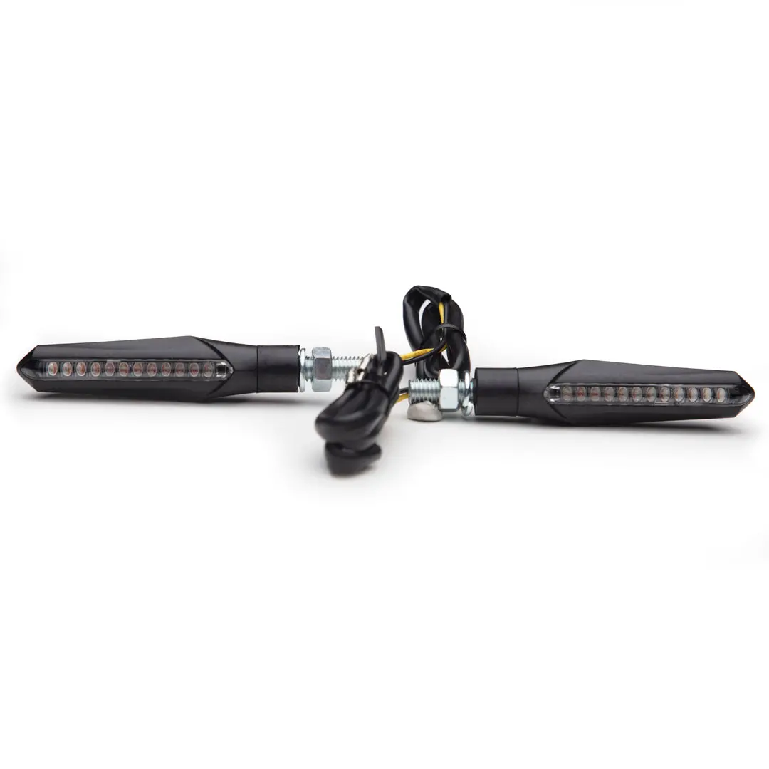 Pin Sequential Led Turn Signals/Indicators - Black - Clear Lens - 'E' Marked 1