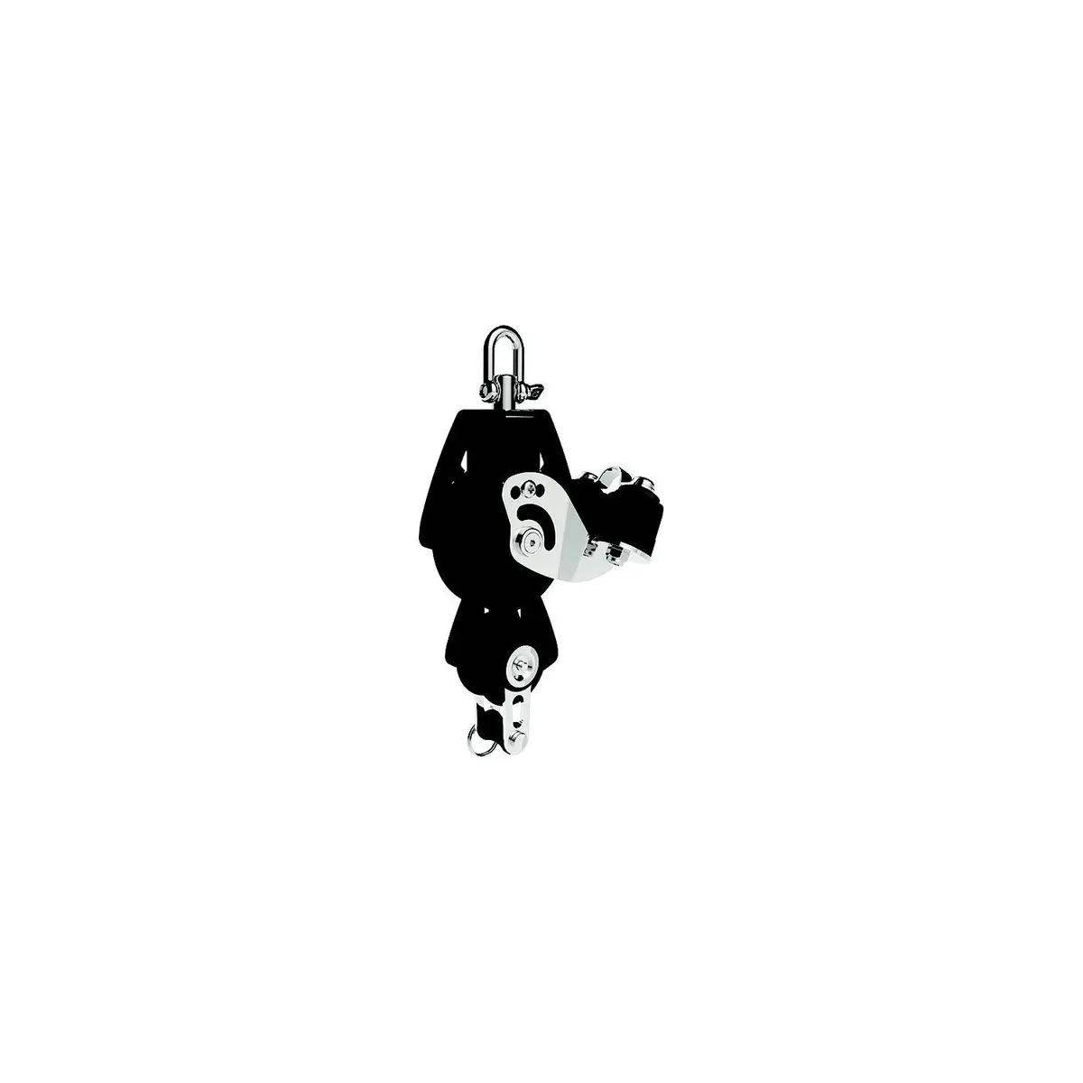 Lewmar 29925039Bk 50Mm Fiddle Block W/Cam & Becket, Black, 1/4" 3/8" Line 1