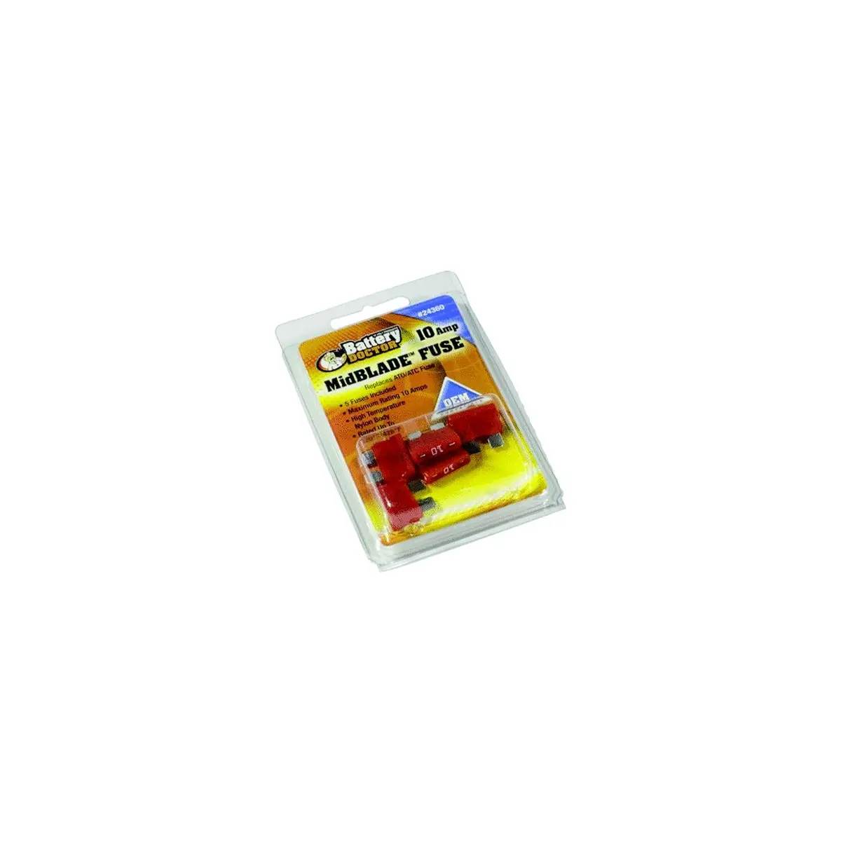 Wirthco 24360 Battery Doctor Midblade Ato/Atc Fuses, 10A, 5/Pk 1