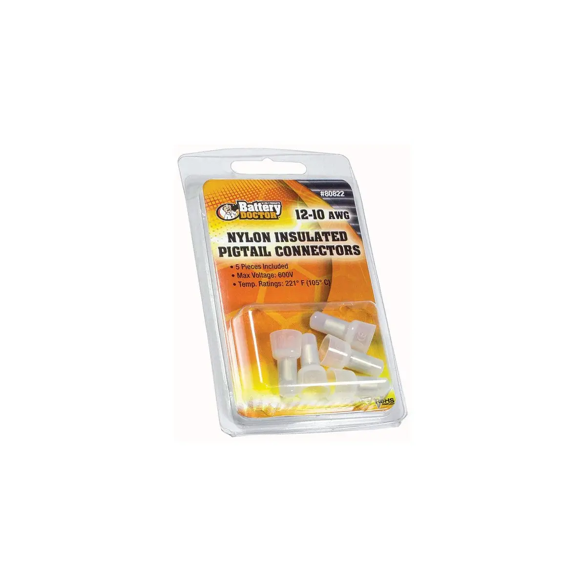 Battery Doctor High Temperature Vinyl Insulated Pigtail Connector, 12-10 Awg, 5/Pk. 1