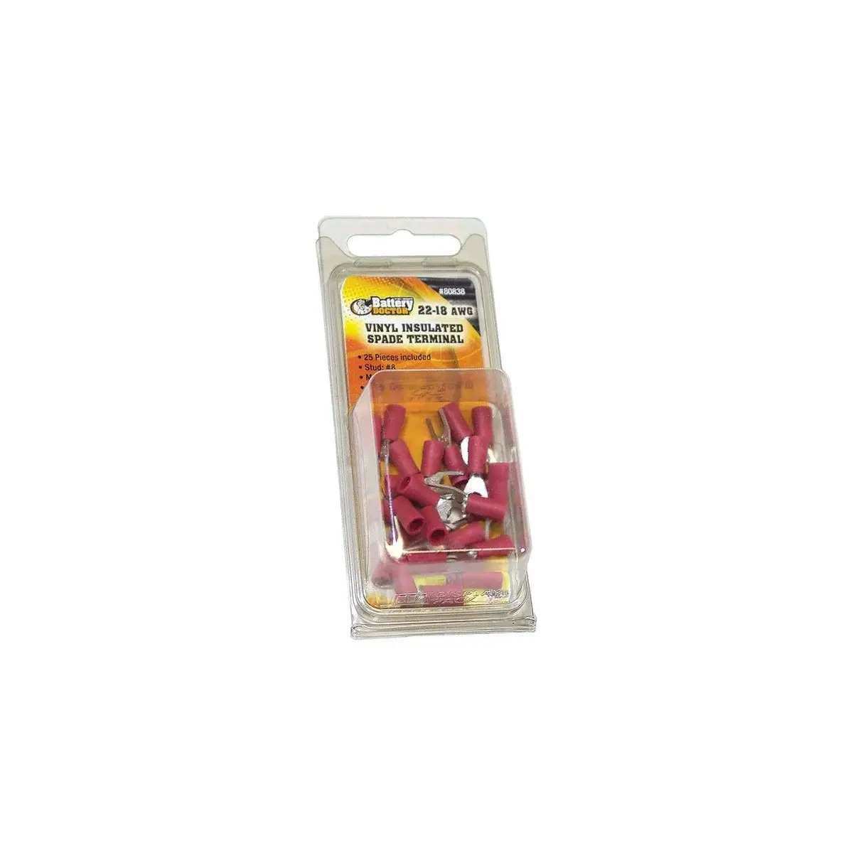 Wirthco 80838 Battery Doctor Red Vinyl Insulated Spade Terminal, 16-14 Awg, 25/Pk. 1
