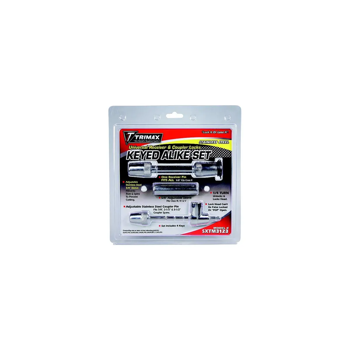 Trimax Locks Sxtm3123 Trimax Ss Universal Receiver & Coupler Lock Set 1