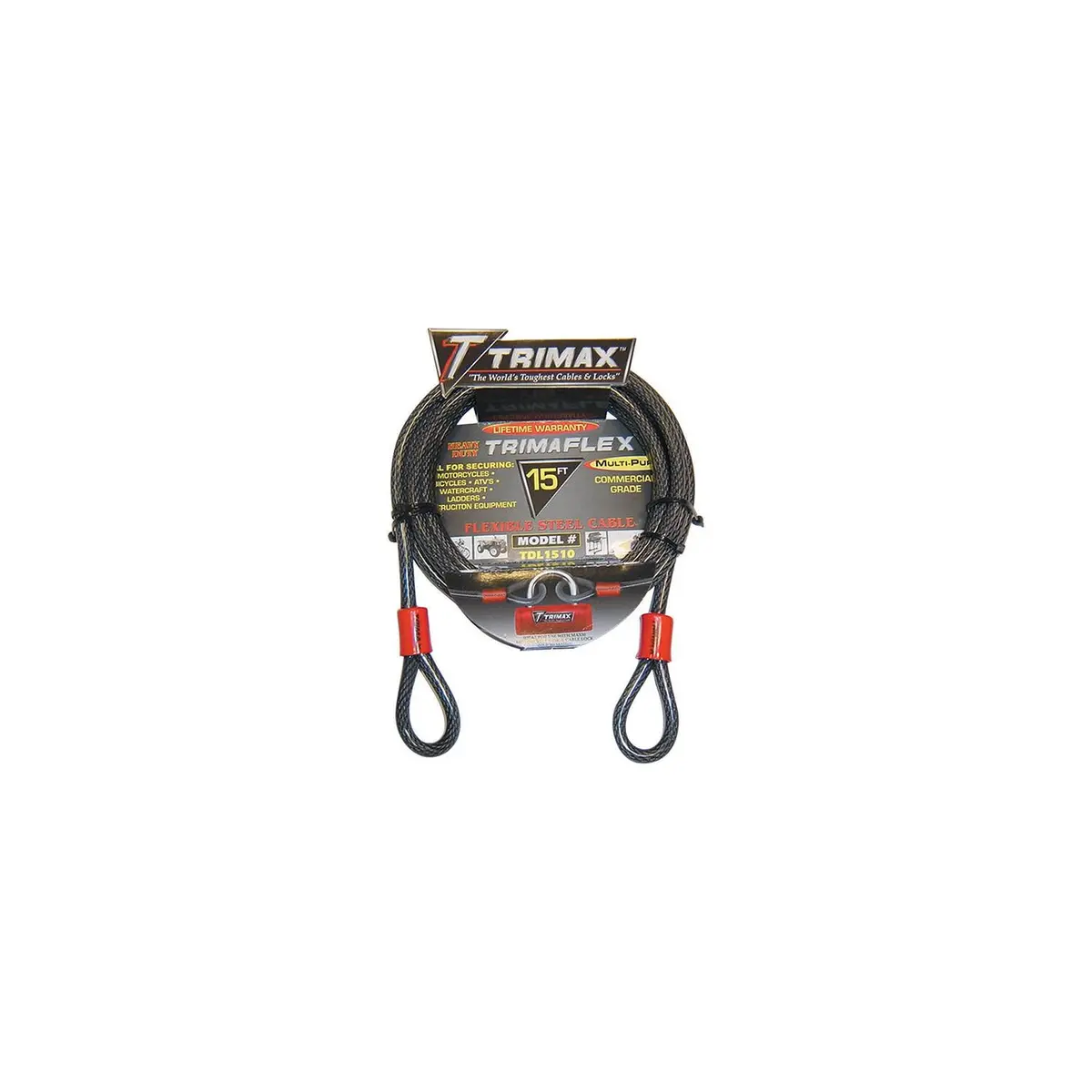 Trimax Locks Tdl1510 Trimax Dual Loop Quadra Braid Trimaflex Cable, 15' L X 10Mm 1