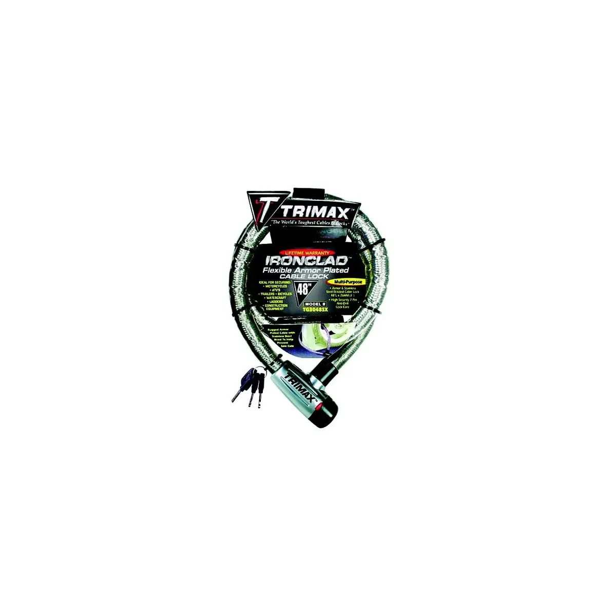 Trimax Locks Tg3048sx Trimax Ironclad Armor Plated Stainless Locking Cable, 26Mm X 4' 1