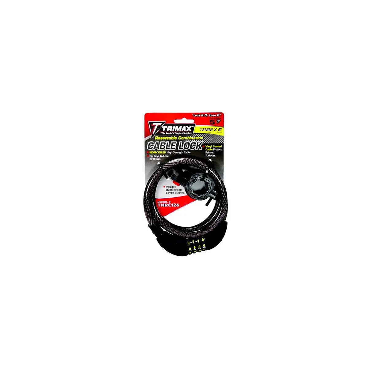 Trimax Locks Tnrc126 Trimax Trimaflex Non-Coiled Resettable Combination Cable, Lock, 6' X 12Mm 1