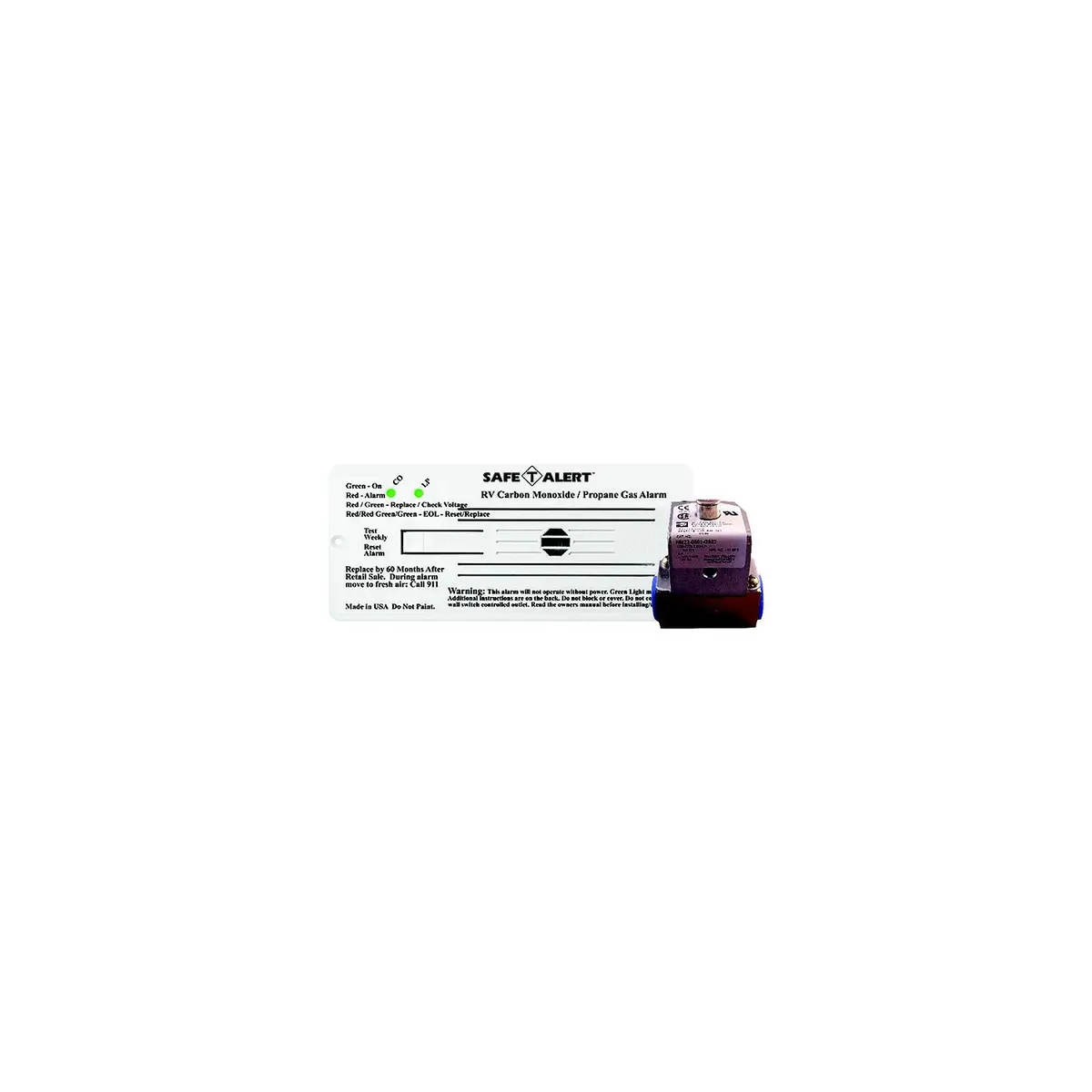 Mti 35-742-R-Wt-Kit Dual Co/Propane Flush Mount Alarm, 12V 35 Series Safe-T-Alert, White, With Trim Ring & Solenoid 1