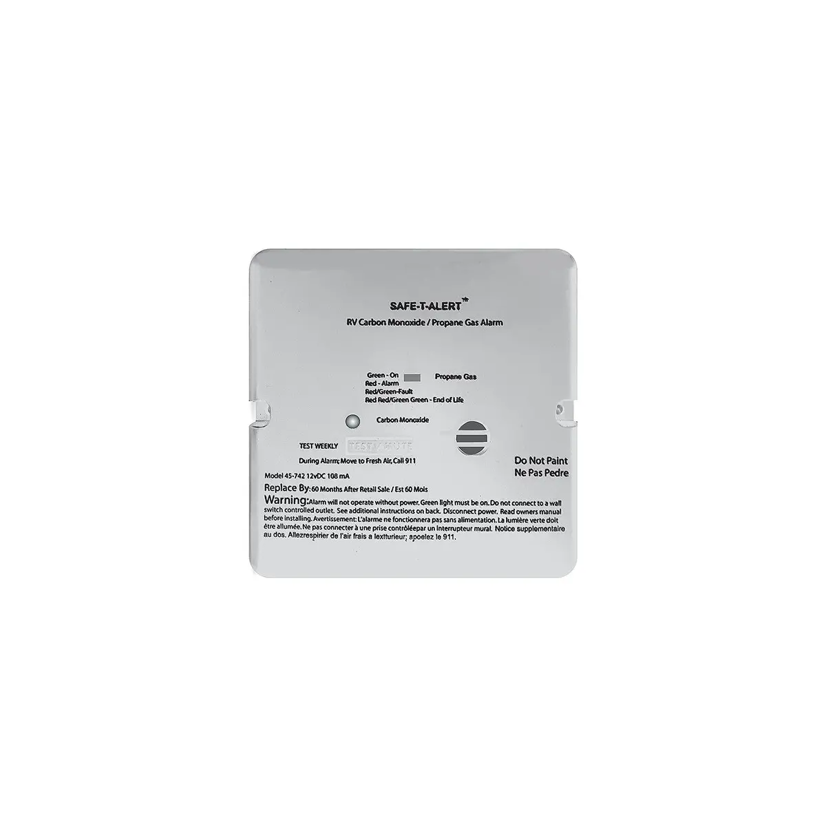 Mti Industries 45-742-Wt Safe T Alert 45 Series Dual Carbon Monoxide / Propane, Alarm, White 1