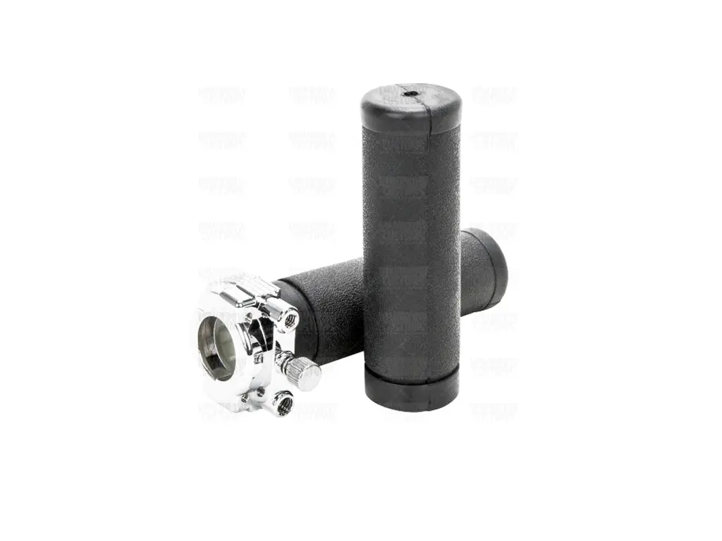 Chrome Dual Cable Throttle Assembly With Black Grips - 1 Inch 1