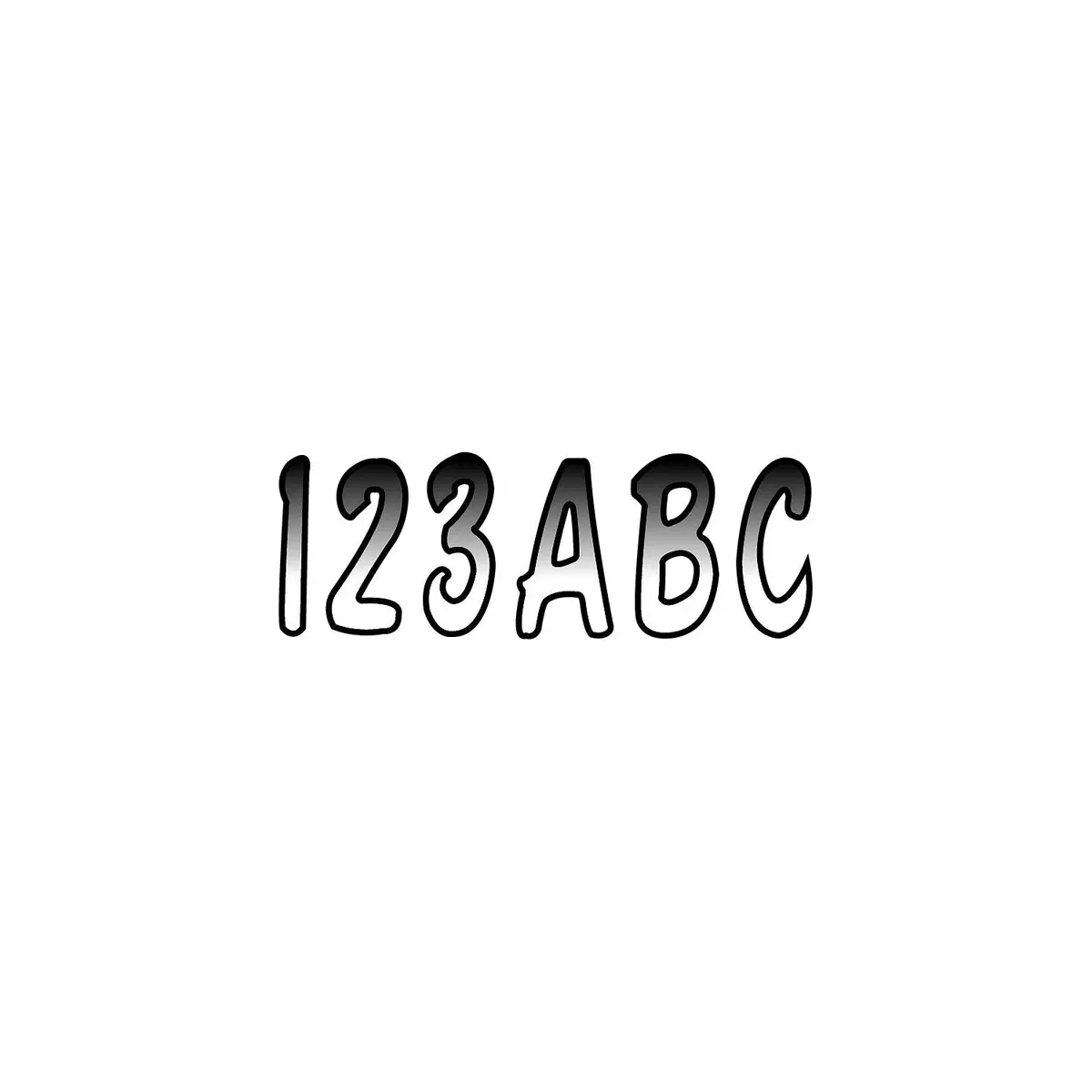 Hardline Whbkg200 Series 200 Registration Kit, Cursive, White/Black Gradation, 4 Sets Of 3" A-Z, 0-9 1