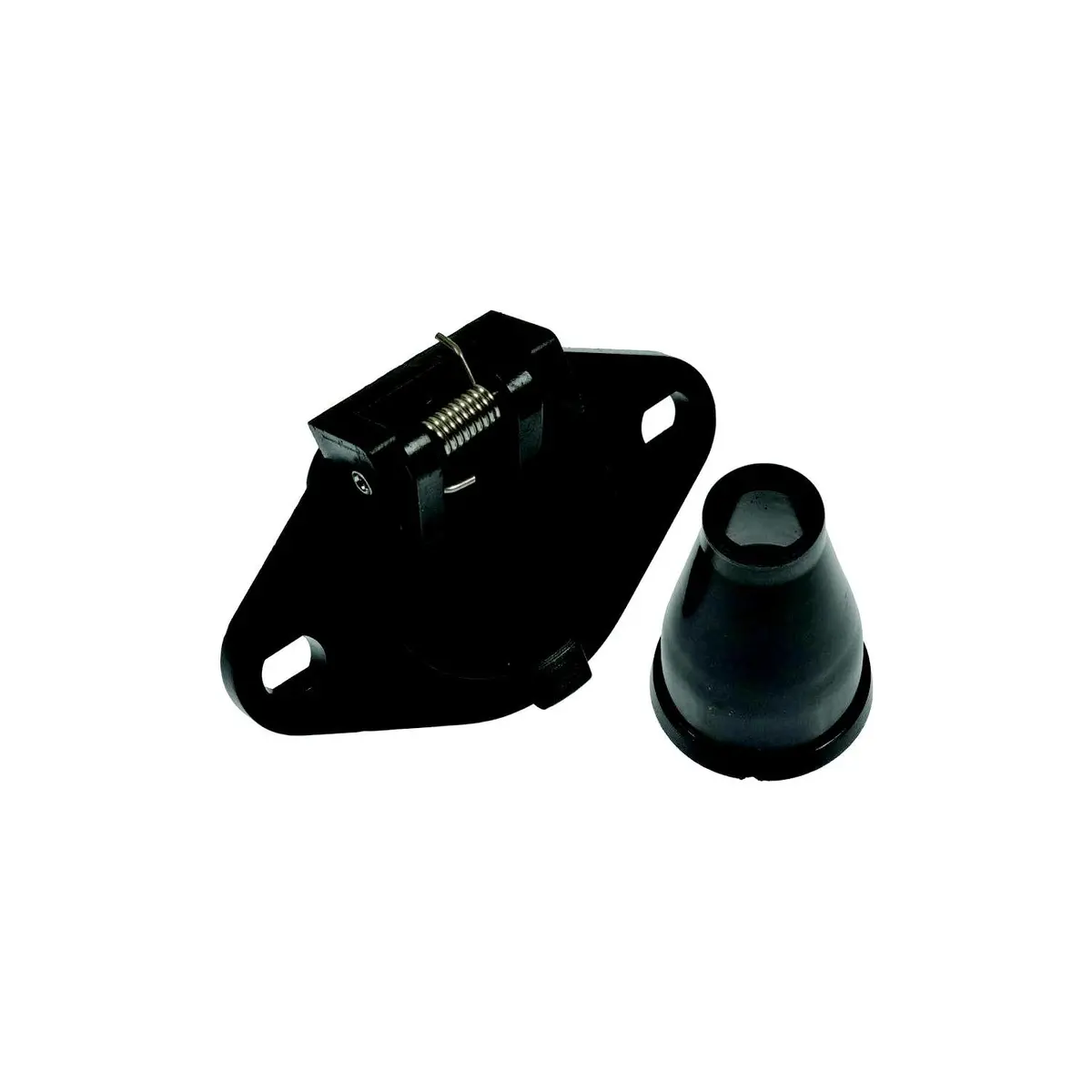 Pollak 6P-103V 6-Pole Round Plastic Vehicle End Socket W/ Rubber Boot 1