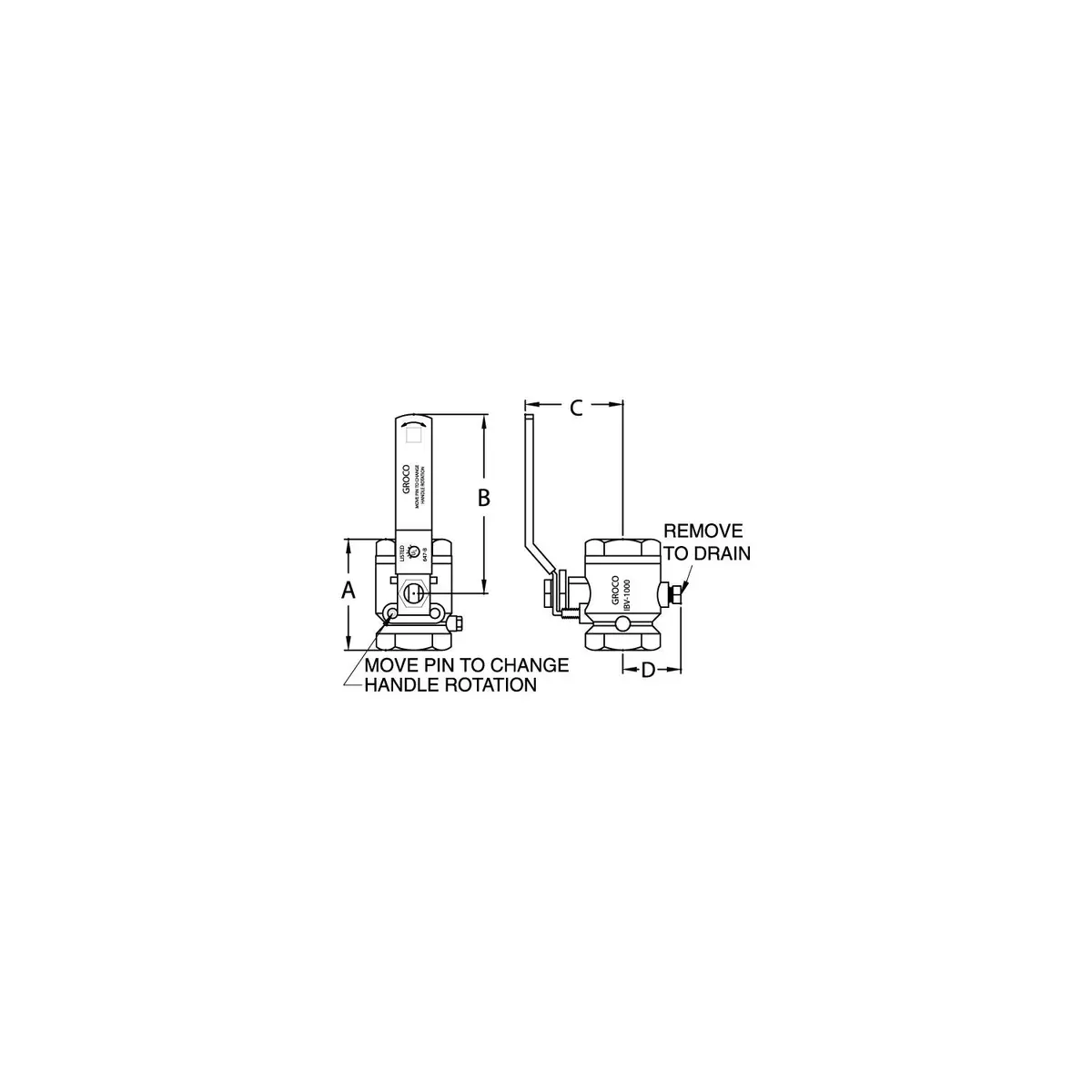 Groco Ibv-2500 Bspp 2-1/2" Bronze Full Flow In-Line Ball Valve 2