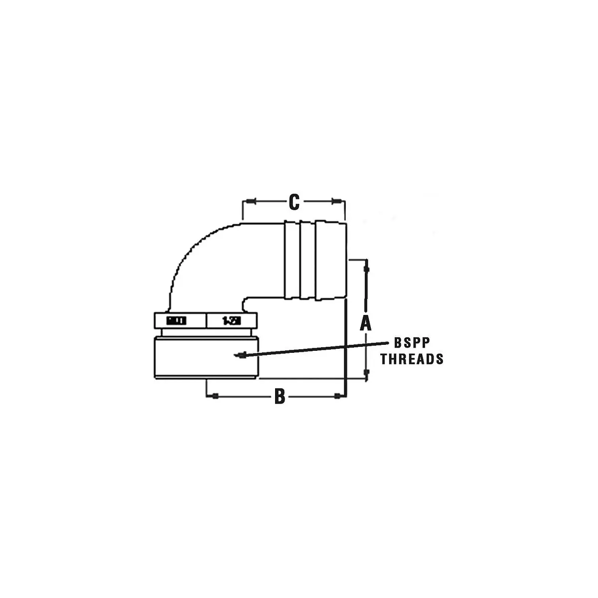 Groco Pthc-114Pd32 Pipe-To-Hose Adapter, 90° 1