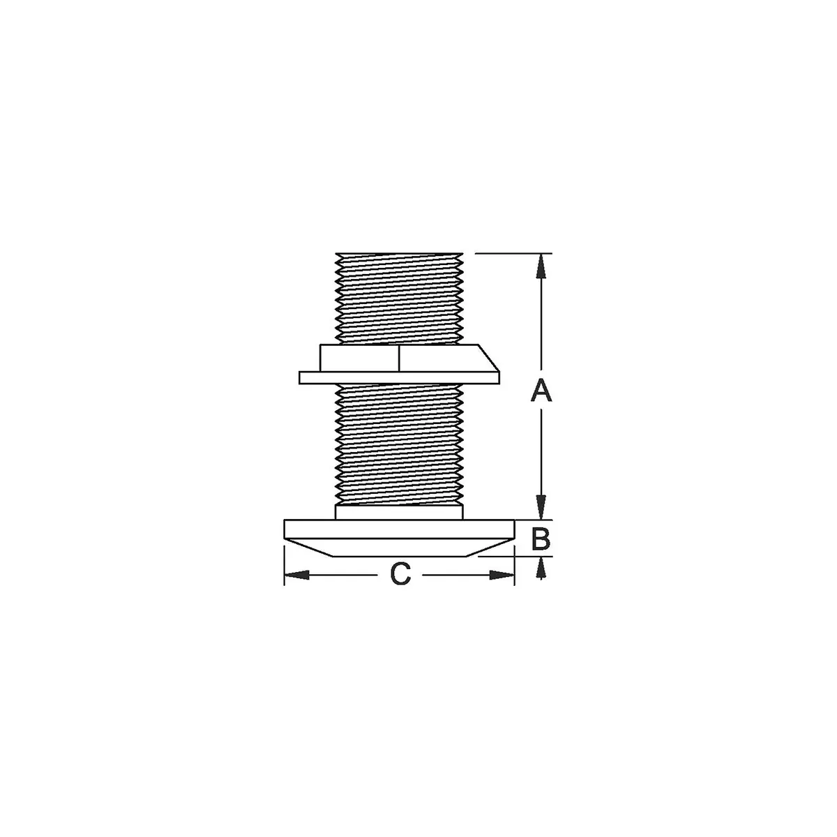 Groco Th-125-W 1-1/4" Thru-Hull With Nut 1
