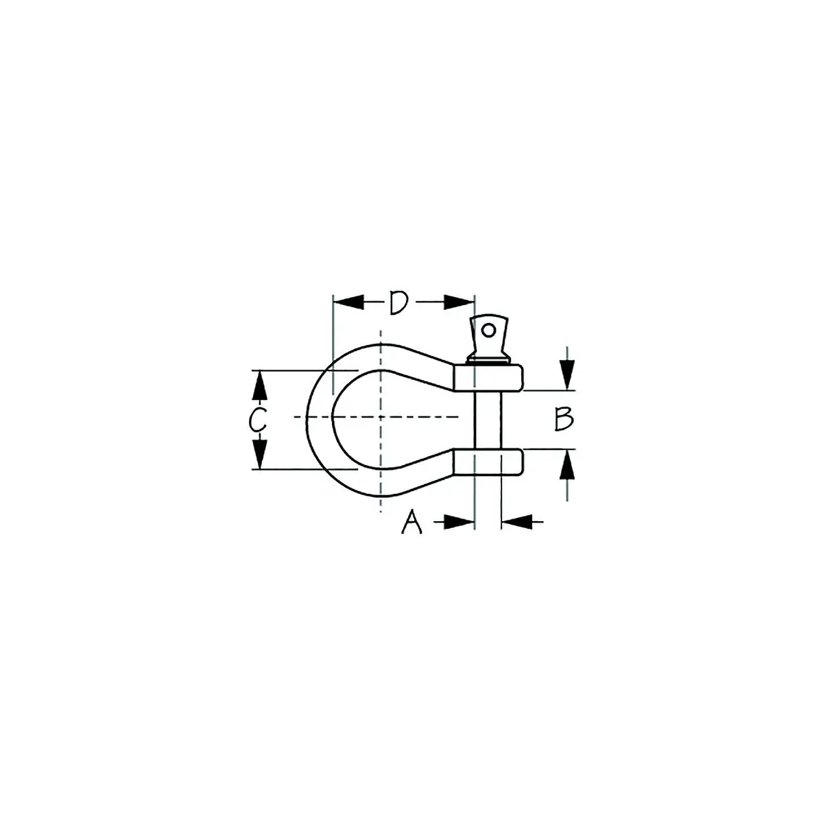 Sea Dog 147612 Sea-Dog Galvanized Shackle-Load Rated, A: 5/8", B:13/16", C:1-1/4", D: 1-13/16" Max Load: 2 Ton 1