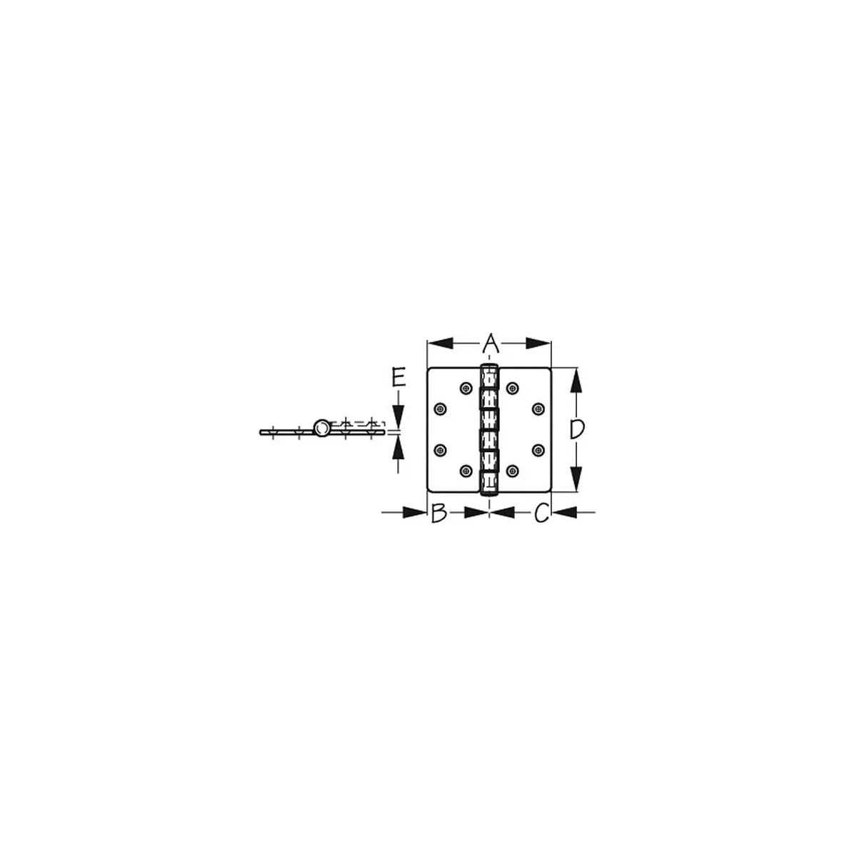 Sea Dog 205243 Butt Hinge W/Bearings, Commercial Pattern, Investment Cast 316 Stainless, 1/4" Fastener 1