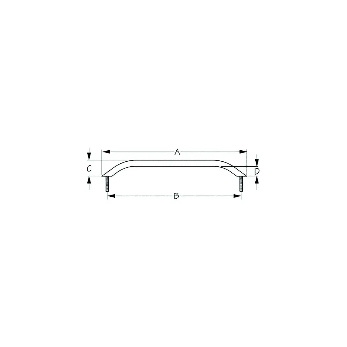 Sea Dog 254617-1 Stud Mount Handrail, 3/4" Tube, Black Matte, A: 18-1/2", B:16-3/4", C: 2", D:1-1/4", 5/16"-18 Nut 1