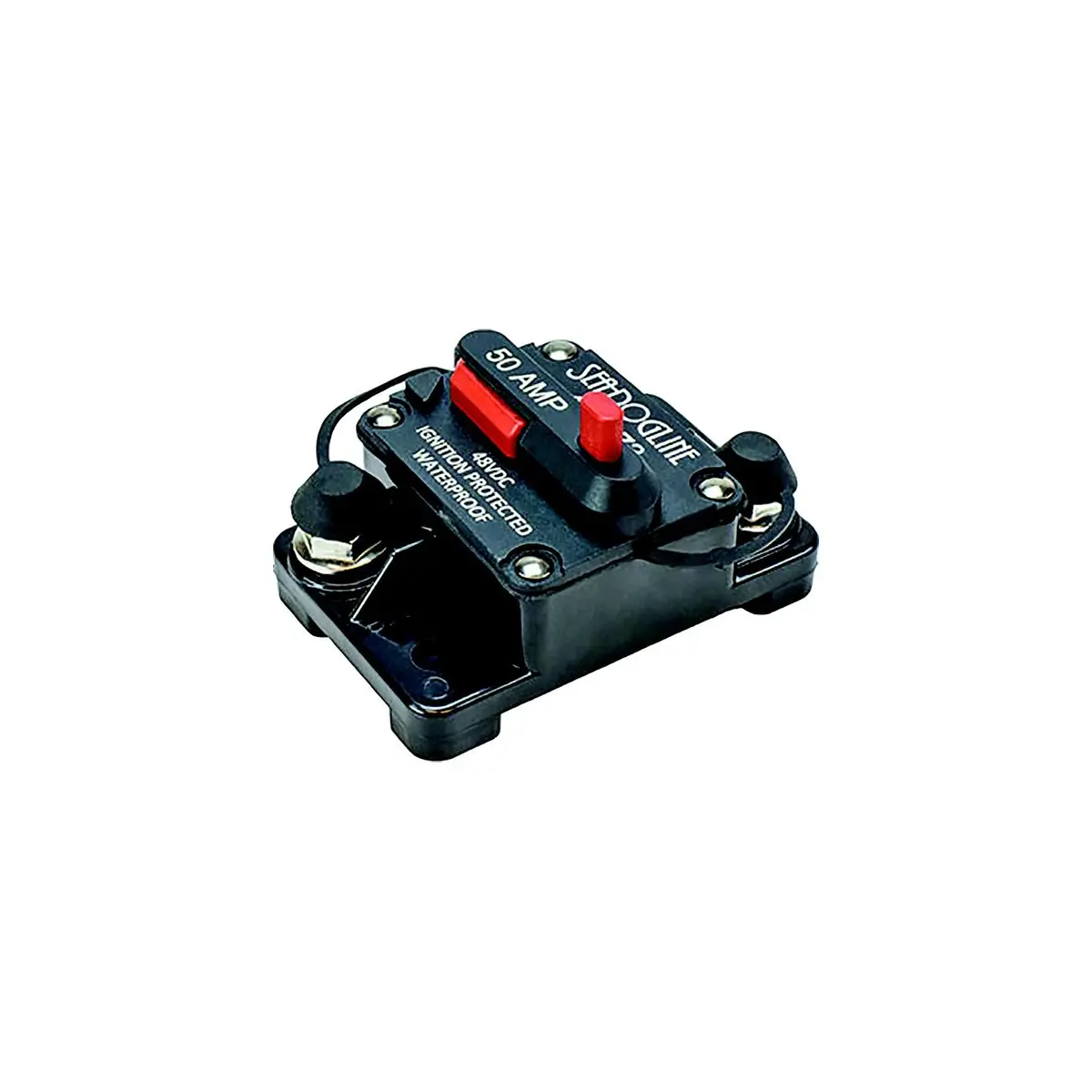 Sea Dog 420876-1 Hi-Amp Surface Mount Circuit Breaker, 80A, Resettable, A=2-7/8" B=1-7/8" C=1-3/4" D=2-3/16" E=1-1/16", 48V 1
