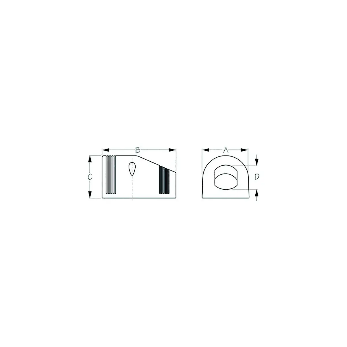 Sea Dog 426029-1 Tent Mount Socket Panel, A: 6", B: 3", C: 1-15/16", D: 1-1/8", 3 Holes, #6 Fh 1