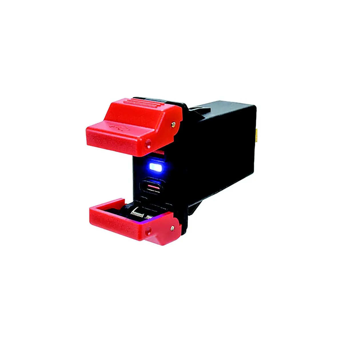 Sea Dog 426545-1 Usb 3.0 & Usb-C Rocker Power Socket, With Dual Fixed Cover, A: 1", B: 2-1/8", C: 1-7/16", 6-32 Volts 1