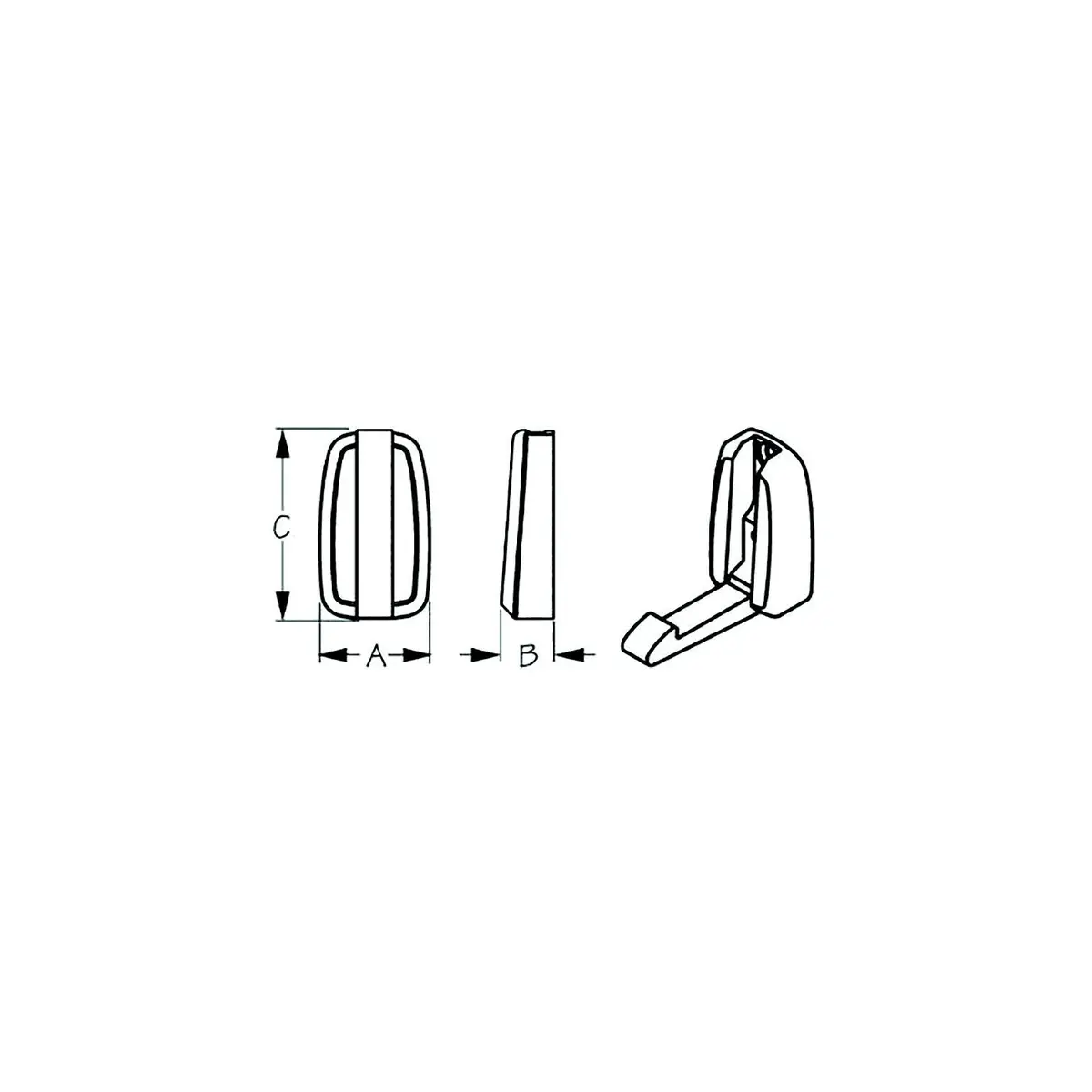 Sea Dog 671497-1 Sea-Dog Folding Coat Hook, A=1-3/16", B= 9/16", C=2", #8 Fh, Weight= .18 1