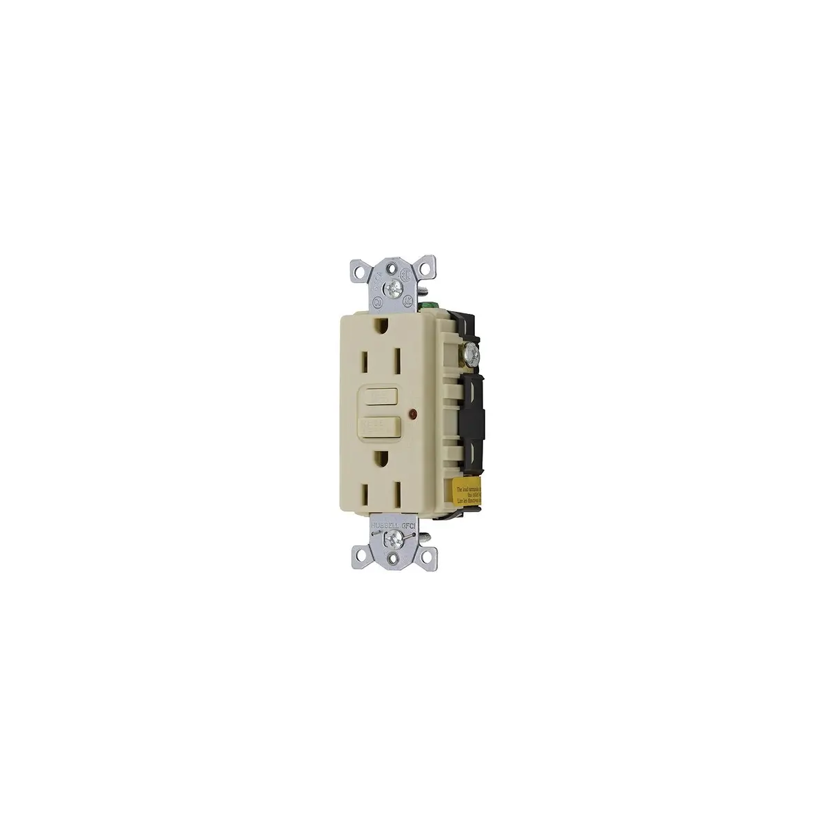 Hubbell Gfrst52mi Gfci Duplex Receptacle W/Cover Plate, Ivory 1