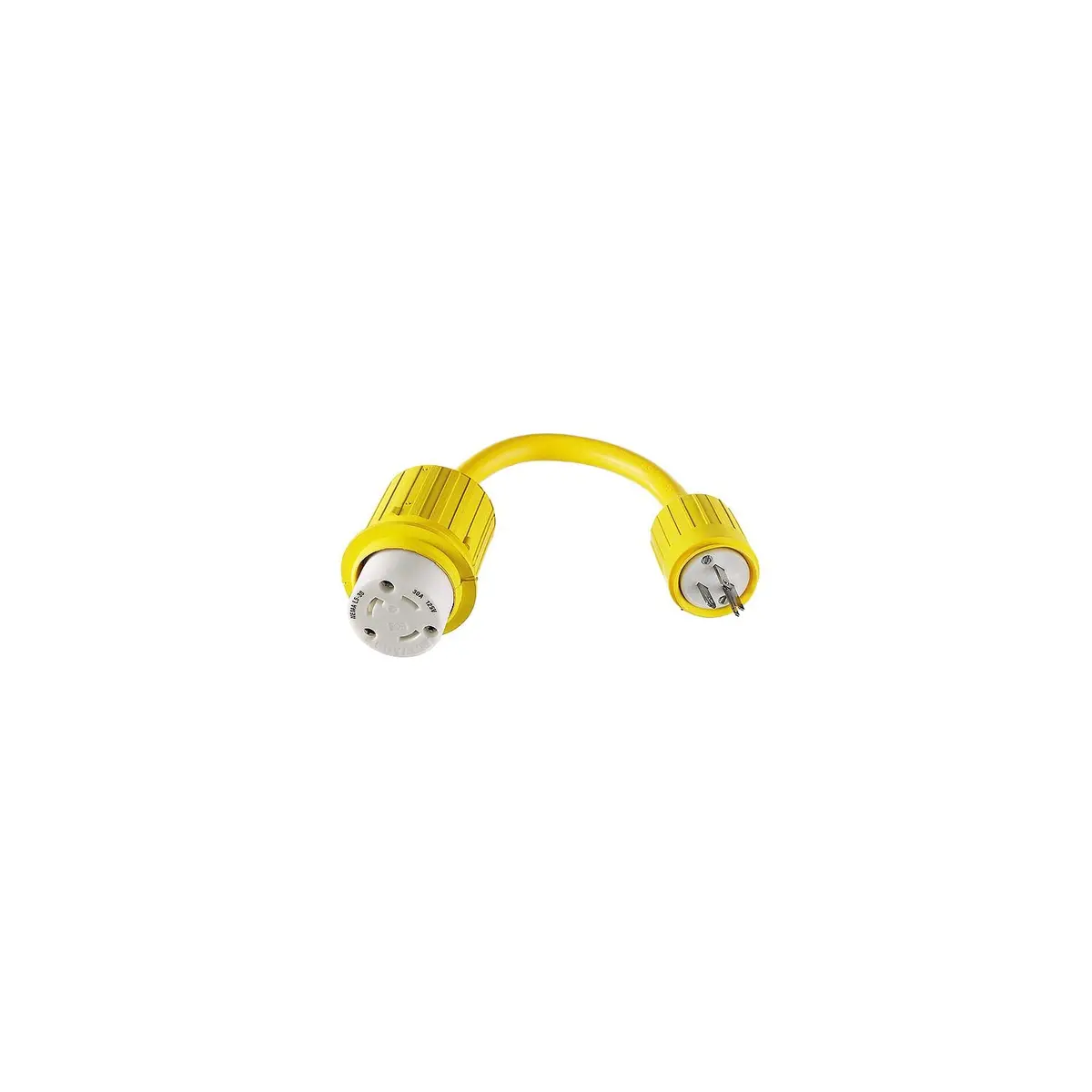 Hubbell Hbl104 Yellow Watertight 30A 125V Locking Female To 15A 125V Straight, Blade Male Adapter 1