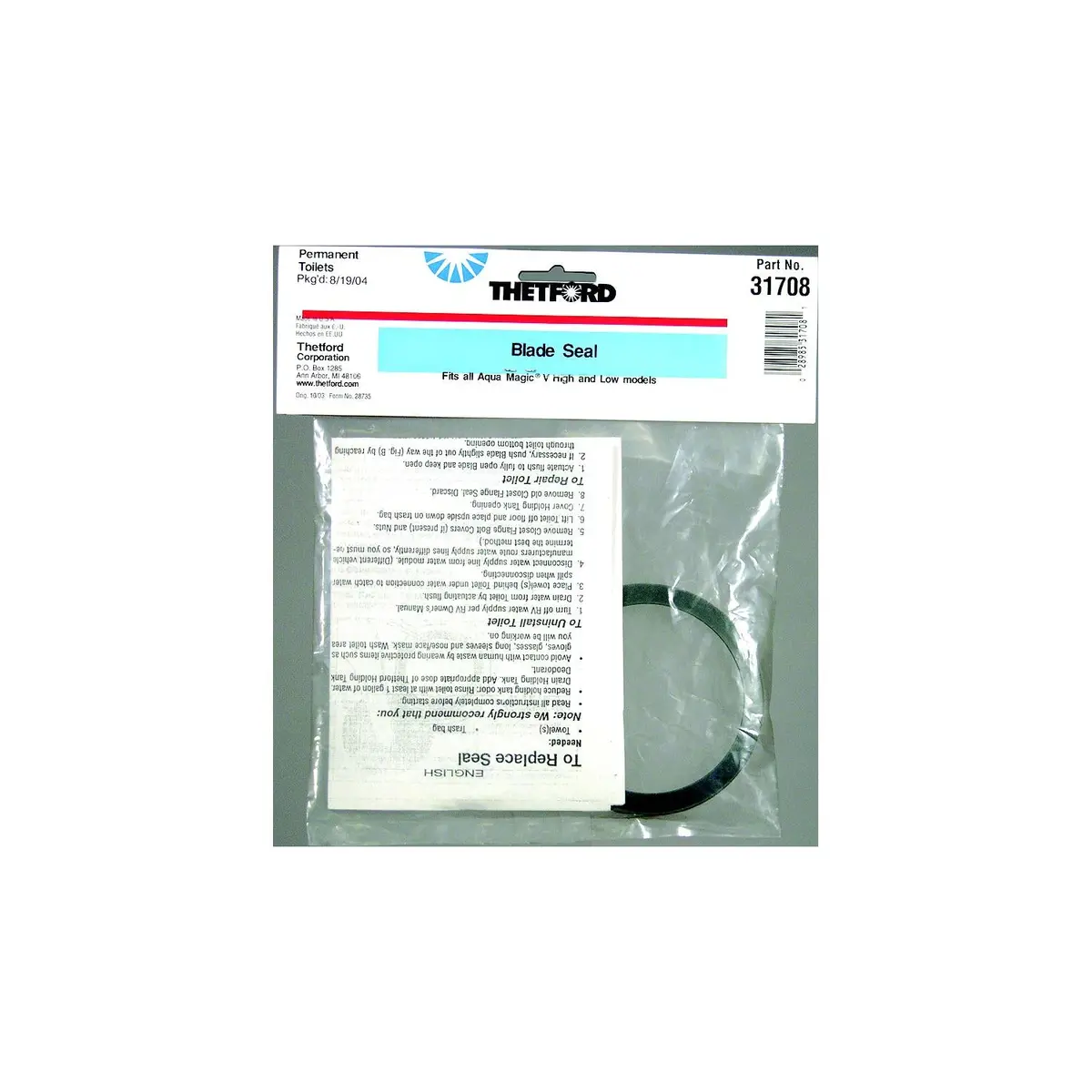 Thetford 31708 Blade Seal For Aqua V 1