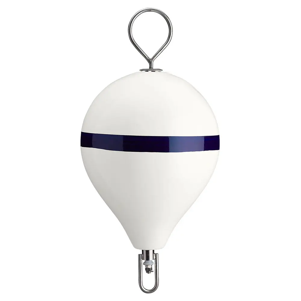 Polyform Cm-3-Ss Wht W/Str/Ss 17" Cm Mooring Buoy W/Ss Iron White Blue Stripe 1