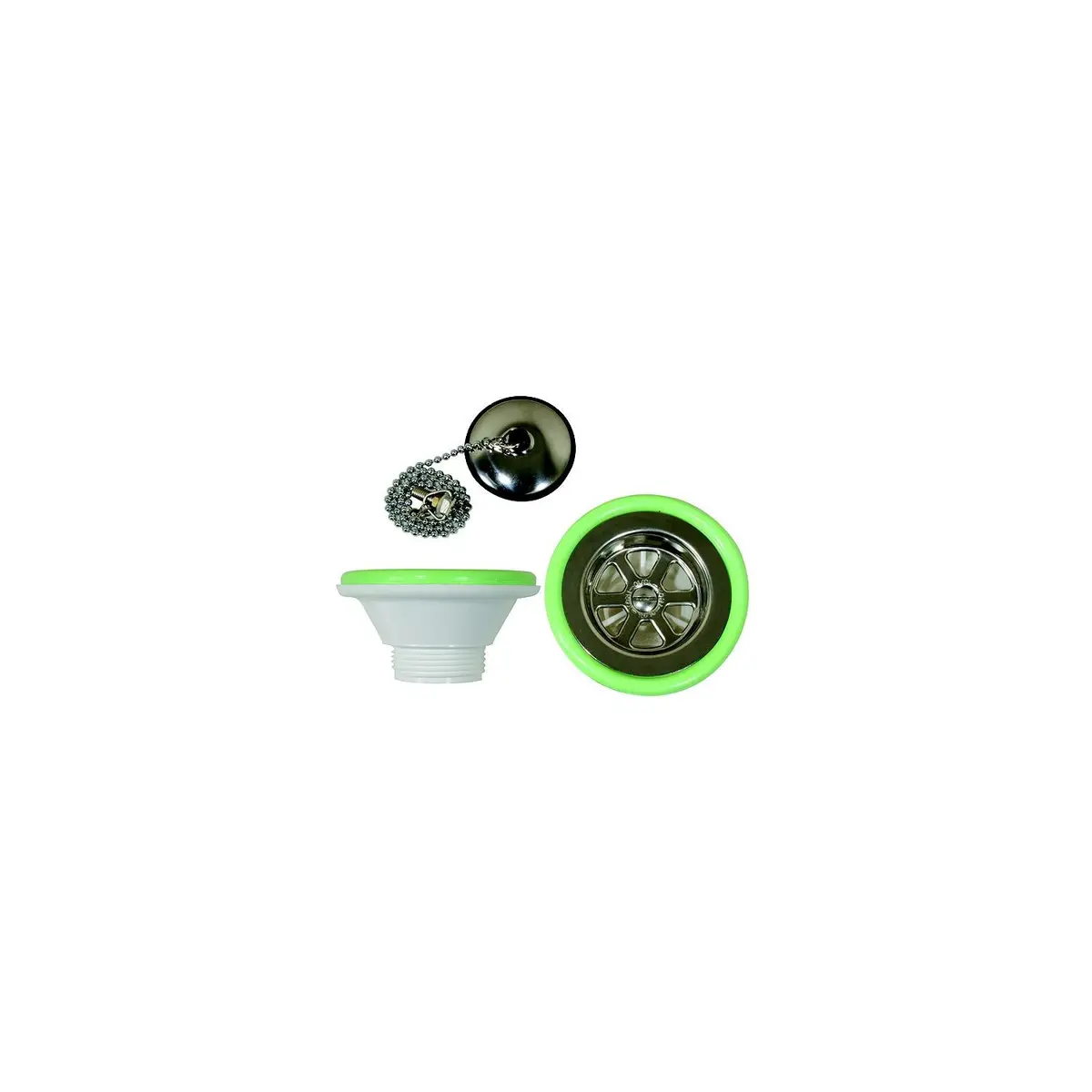 Scandvik 10300P 1-1/4" Outlet Sink Drain With Stopper Fits 2-1/16" Drain Hole 1