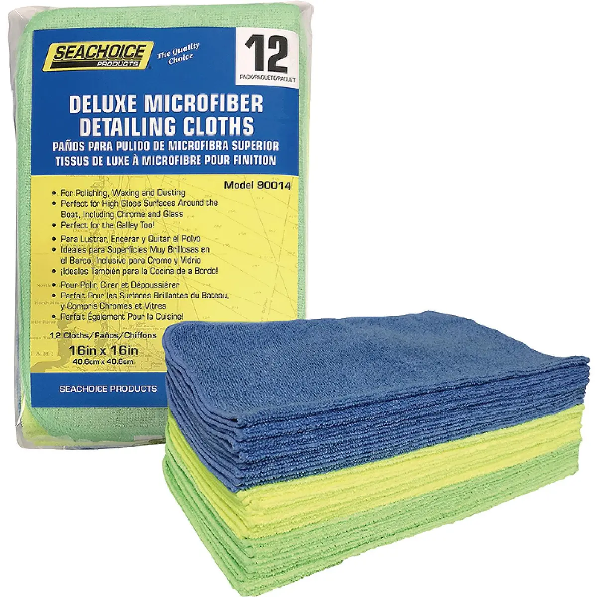Seachoice W-90014-Sc Deluxe Microfiber Detailing 16" X 16" Cloths, 12-Ct. Pack 1